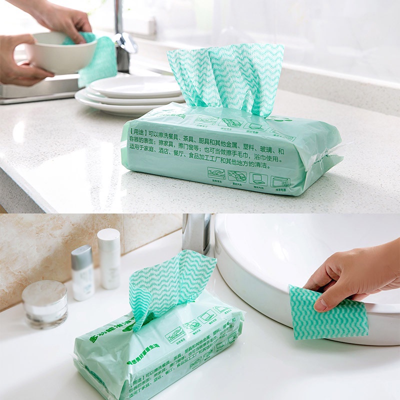Set 80 Miếng Vải Không Dệt Lau Chén Dĩa Có Thể Tháo Rời Đa Năng