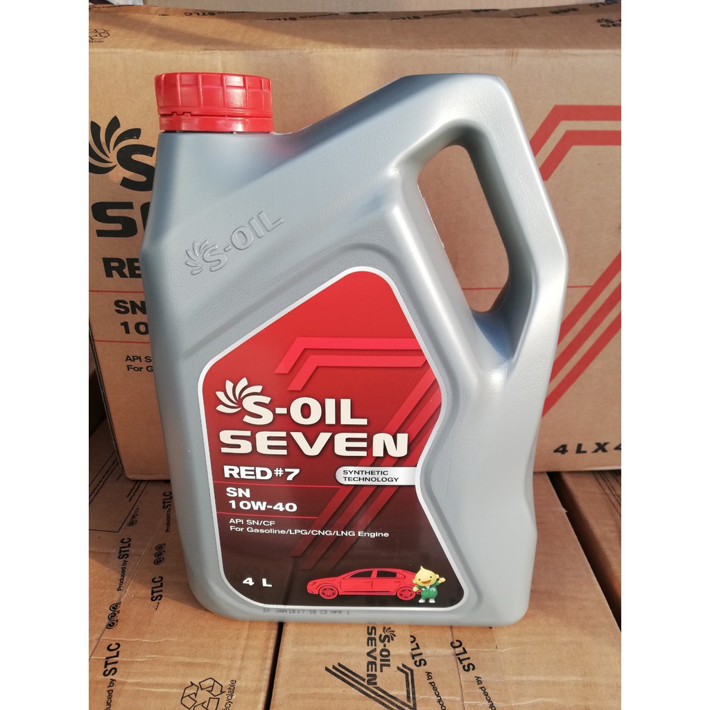 Combo 2 lọ dầu nhớt S-Oil Seven Red#7 10w40 API SN cho xe ô tô máy XĂNG