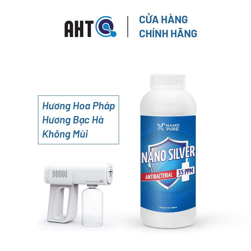 Nano Bạc Diệt Khuẩn (Silver) Nano Xpure Antibacterial 35ppm 1L-Dung dịch khử khuẩn, mùi nấm mốc–Nano Bạc AHT Corp (AHTC)