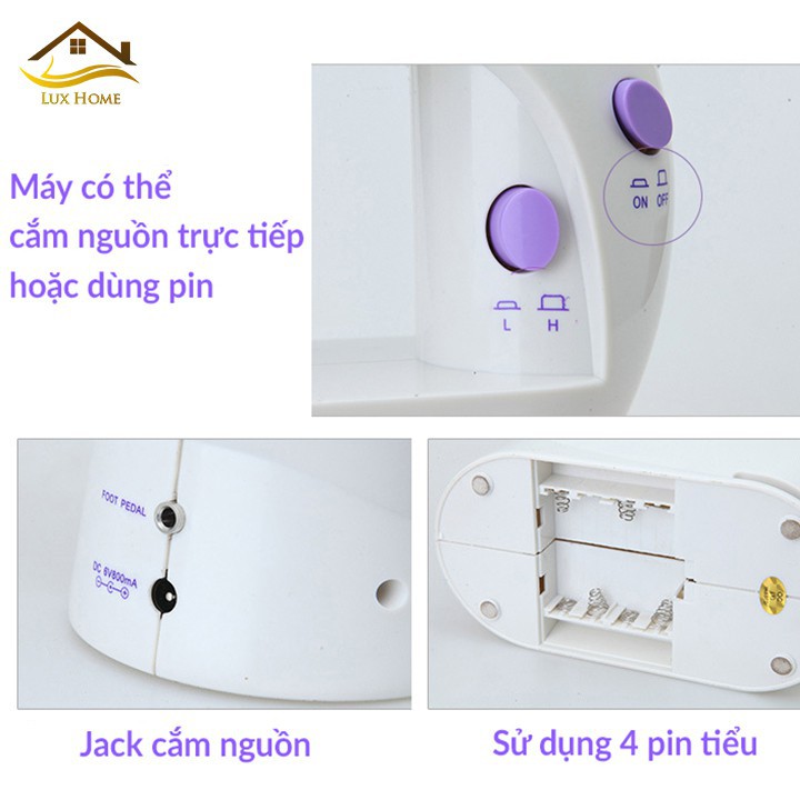 [Giảm 30K Ship] Máy may mini cao cấp có đèn - Máy Khâu Mini Gia Đình Cầm Tay Tiện Dụng, Cắt chỉ, may vải thun, vải bò