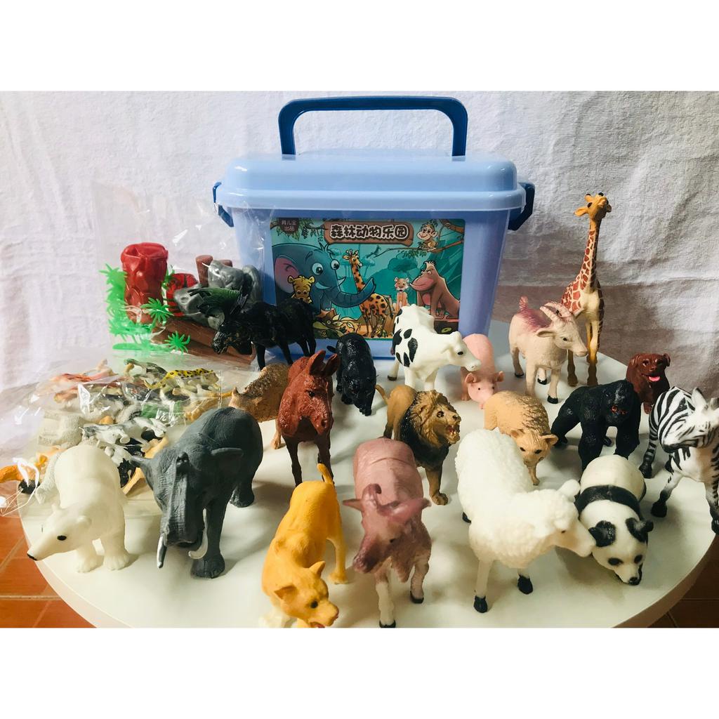 Thùng Động Vật 58 Chi Tiết Đồ Chơi Con Vật Mô Hình Thú Cho Bé [Nhựa An Toàn]