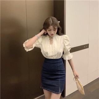 Chân váy denim co sẵn kèm ảnh thật