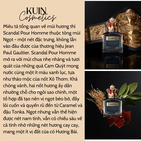 Nước hoa nam Jean Paul Gaultier Scandal Pour Homme EDT 100ml- Mùi hương phóng khoáng khí chất đàn ông