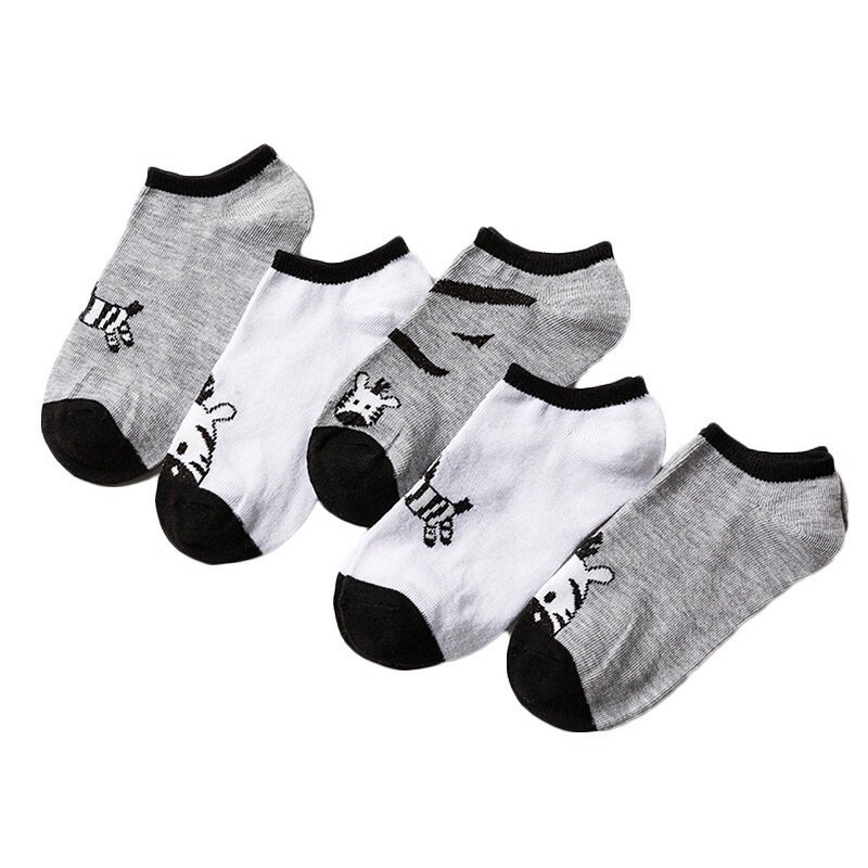 Set 3 đôi tất cổ ngắn dễ thương loại đẹp hoạ tiết bò sữa JAENIA