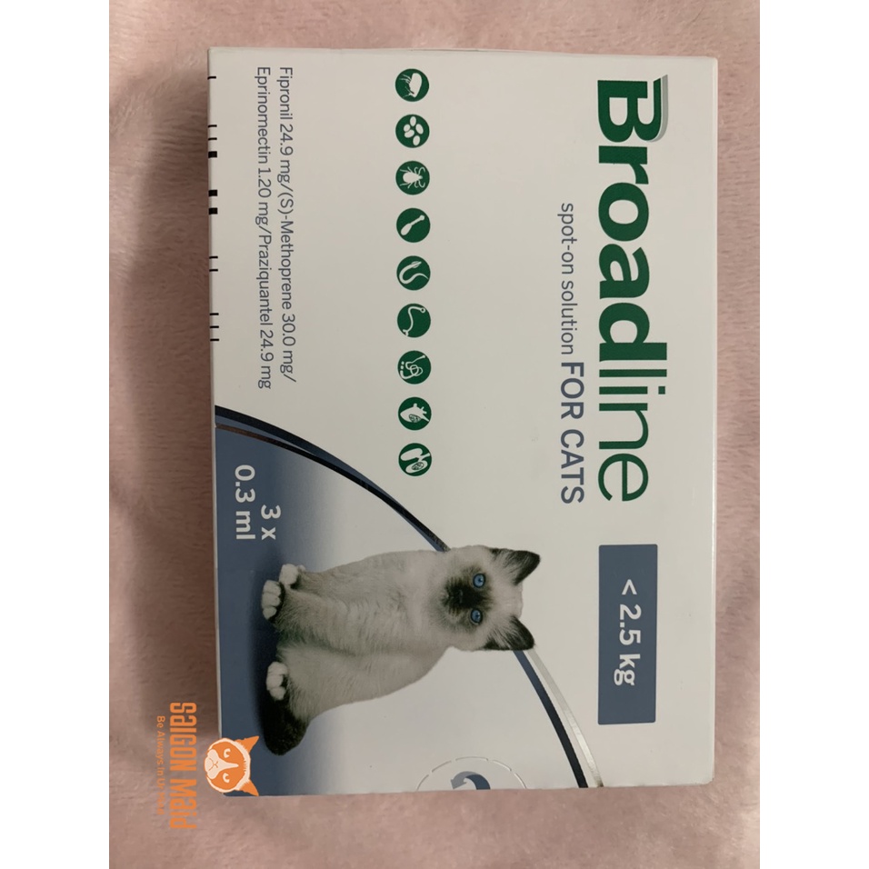 1 tuýp Broaline spot-on solution nhỏ dưới 2,5kg dành cho mèo phòng nội, ngoại kst