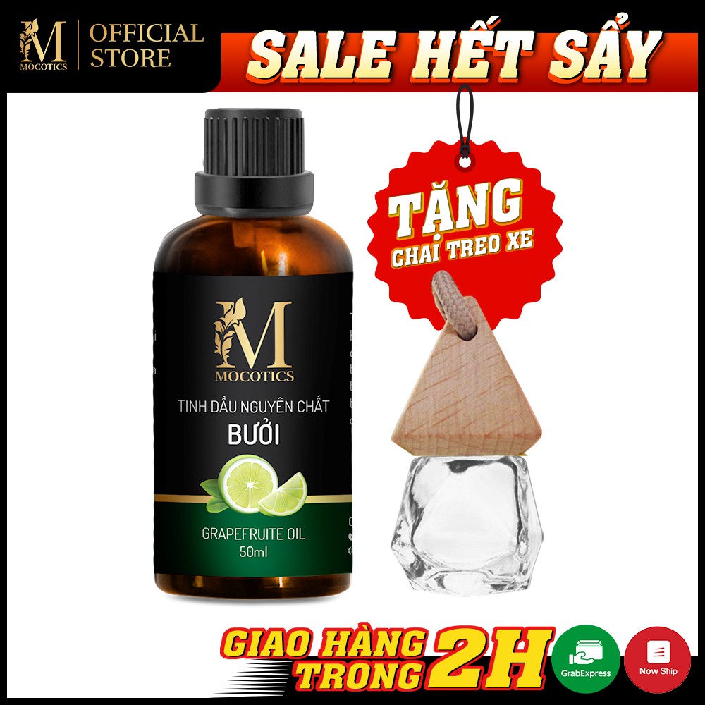 Tinh Dầu Vỏ Bưởi Mocotics Chai 50ML | 100% Thiên Nhiên Nguyên Chất | Xông Thơm Phòng | Tặng lọ treo tinh dầu treo xe