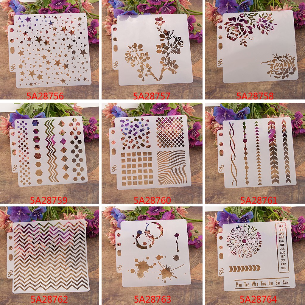 Khuôn vẽ đóng dấu nổi hình hoa dùng trang trí scrapbook/album/thiệp thủ công 5A28804