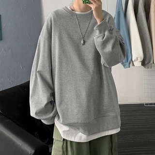 2020 Plus Size Autumn New Mens Hip Hop Pullover Streetwear Long Sleeve Oversize T-shirt Long Sleeve T Shirt Male Solid Color Cotton O-neck Tops Tee High Quality T-shirt for Men