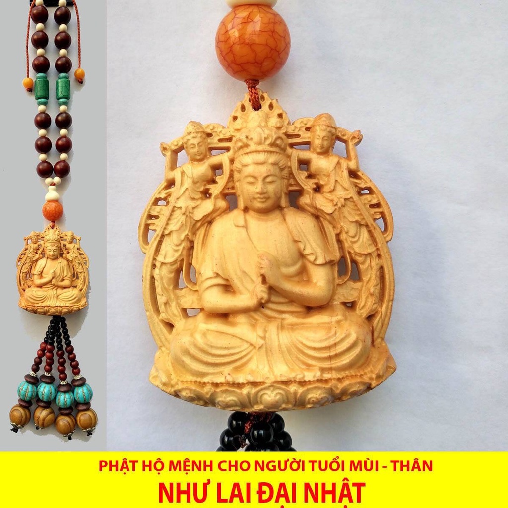 Dây treo gương Ô Tô - Tượng Phật bản mệnh từng tuổi gỗ hoàng Dương