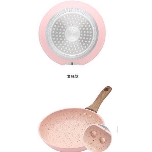 [ 𝑯𝑨̀𝑵𝑮 𝑪𝑨𝑶 𝑪𝑨̂́𝑷 ] Chảo Đá Chống Dính Cán Vân Gỗ Cao Su Siêu Bền Dùng Tất Cả Bếp Gas, Bếp Từ, Bếp Điện Size 16cm