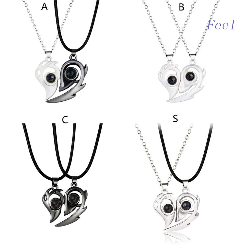 Vòng cổ Nam Châm Mặt Trái Tim 100 Ngôn Ngữ I Love You Đơn Giản Phong Cách Hàn Quốc Cho Cặp Đôi