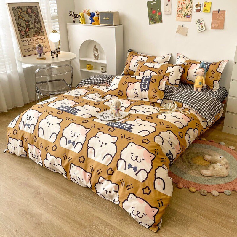 Bộ Chăn Ga Gối ❤️ Cotton Poly đáng yêu Mượt Decor chăn ga Hàn Quốc miễn phí bo chun đủ size đệm