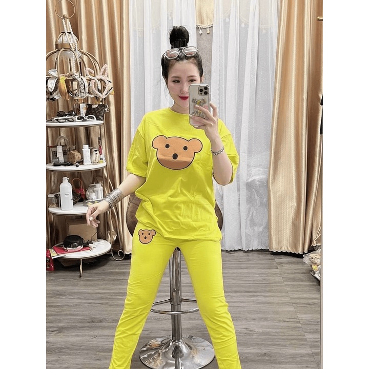 SÉT BỘ NỮ QUẦN DÀI ÁO TAY LỠ IN GẤU CỰC CUTE CHO CÁC CHỊ EM MẶC THU ĐÔNG Ở NHÀ ĐI CHƠI KẾT HỢP TT HHP