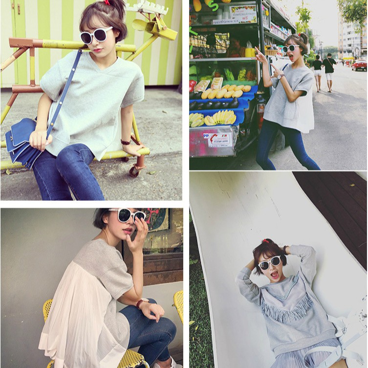 Kính mát Ulzzang Harajuku khung tròn retro