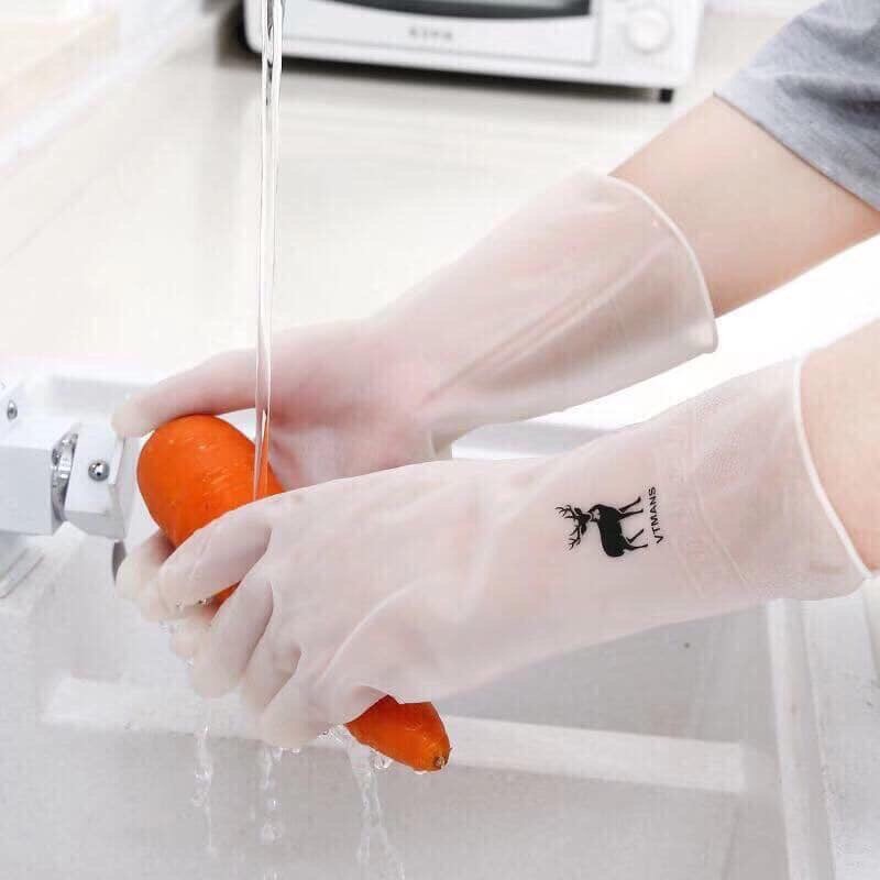 [Loại Dài] Đôi găng tay rửa bát silicon siêu dai không mùi trong suốt tiện lợi vô cùng
