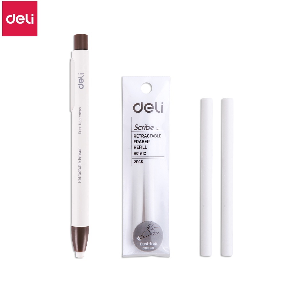 Tẩy chì 2B dạng bút bấm Deli có bán lõi thay EH 01800 / 01912
