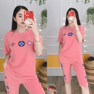 [KÈM ẢNH  THẬT] Đồ Bộ Cotton nữ Quần Lửng Đồ Bộ Nữ Mặc nhà Đẹp free size 50kg đổ về