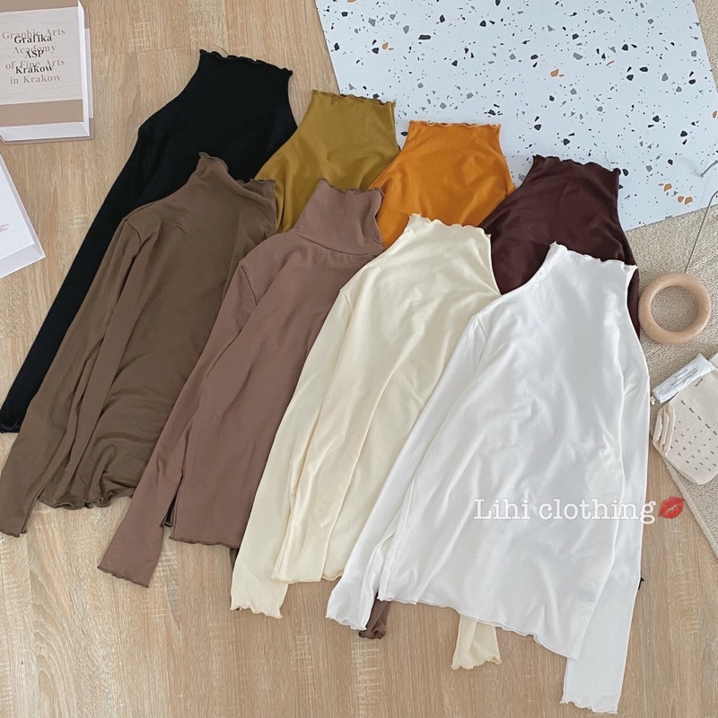 ÁO THUN HÀN CHẤT SIÊU CO GIÃN 4 CHIỀU CỔ LƯỢN SÓNG MS16671