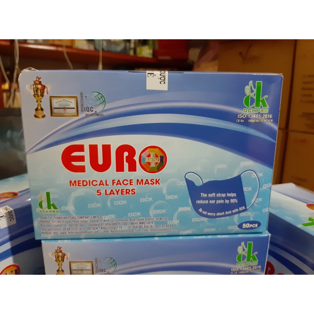 [Chính Hãng] Khẩu Trang Y Tế Euro Xanh 5 Lớp Thảo Dược Quế 1 Hộp 50 Chiếc _ HÀNG CÓ KIỂM ĐỊNH VÀ CHỨNG NHẬN CHẤT LƯỢNG