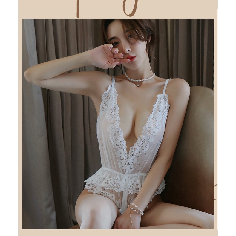 Bộ cosplay ren hoa mềm mại hở đũng sexy 1168