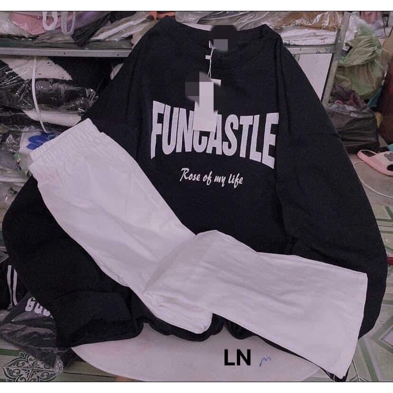 Sét áo nỉ bo cotton FUNCA và quần kaki LN12