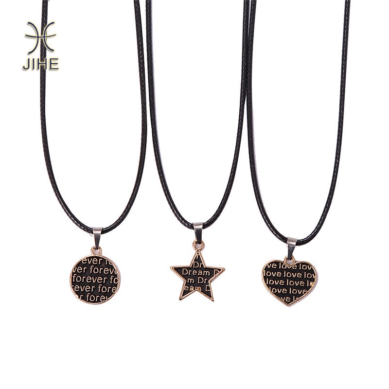 【JIHE】choker Dây chuyền mặt trái tim ngôi sao năm cánh cá tính thời trang