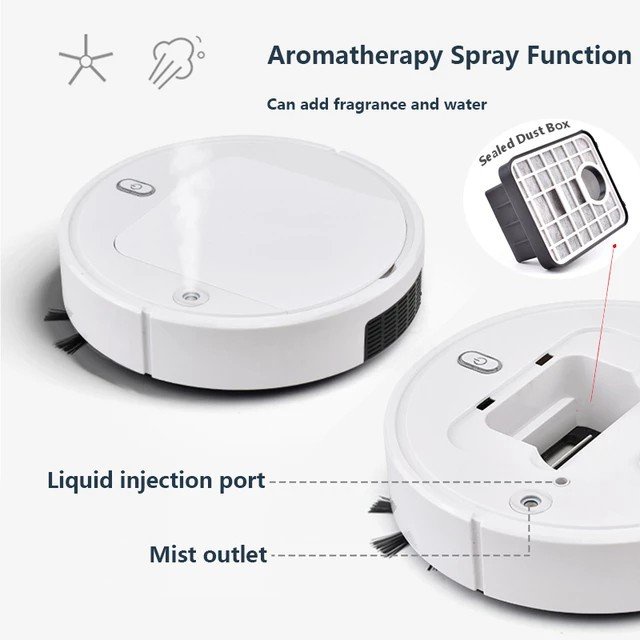 Robot hút bụi - Rô Bốt hút bụi lau nhà quét nhà đa năng tích hợp xông tinh dầu làm thơm nhà model IS28A tiện lợi