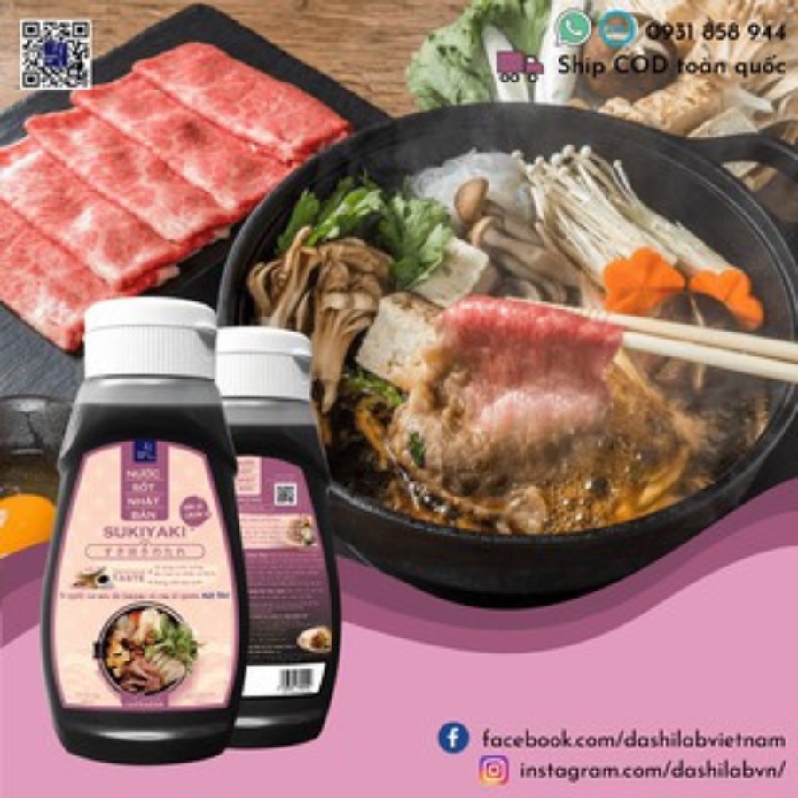 Nước Sốt Lẩu Sukiyaki Nhật Bản Dashi Lab Truyền Thống Không Chất Bảo Quản 340g/chai