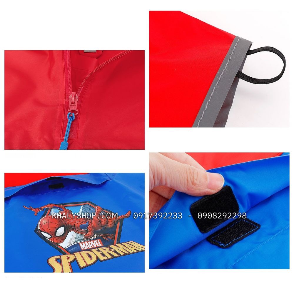 Áo mưa cánh dơi vải dù cao cấp hình người nhện Spiderman màu xanh đỏ cho bé trai còn size (S,M,L,XL) - 140P4NVF18011S