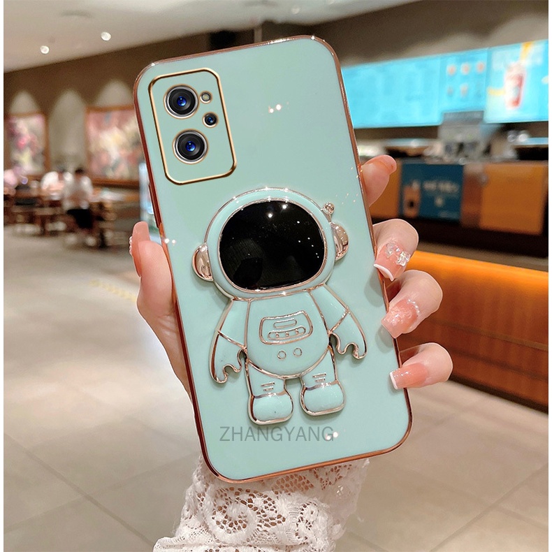 ốp lưng Realme 9i TPU Mạ điện 3D Phi hành gia có chân đế ốp điện thoại Realme 9i