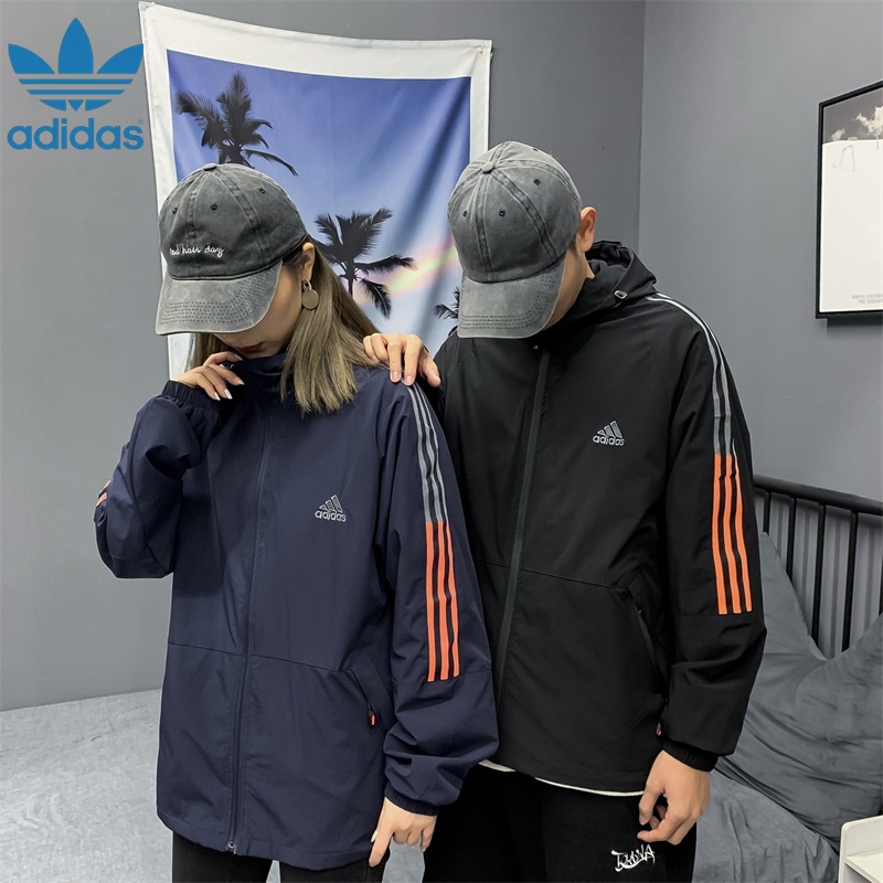 Áo Khoác Bomber Thêu Logo Adidas Màu Trơn Phối Khóa Kéo Thời Trang Cho Nam Và Nữ