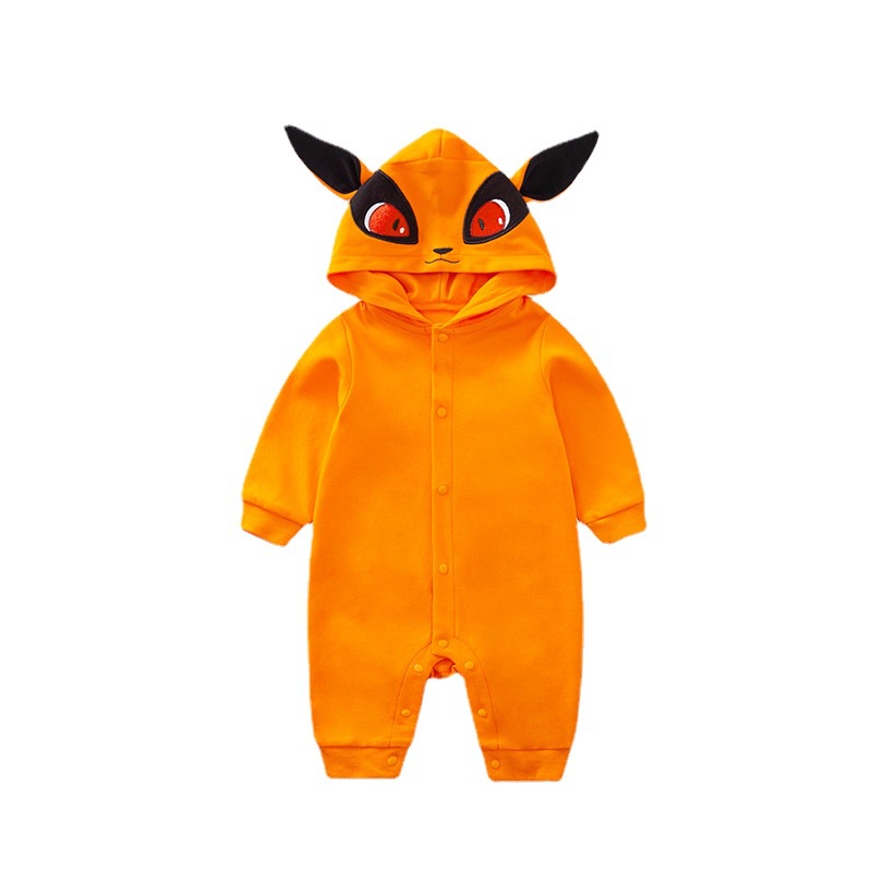 Bộ Áo Liền Quần Dài Tay In Hoạt Hình Naruto Kurama kyuubi Thời Trang Cho Bé Trai Và Gái