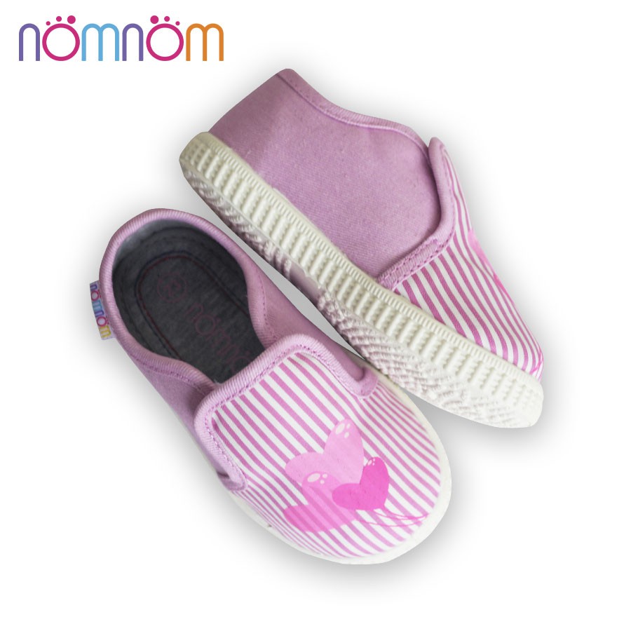 Giày slipon bé gái nomnom EPG1933 kẻ hồng