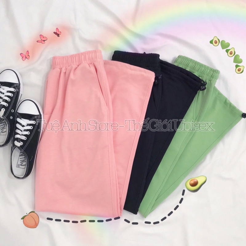 Quần Dài Thể Thao Nam Nữ Ống Bo Dây Rút Unisex - Quần Jogger Trơn Phom Rộng TUEANHSTORE Freesize 38-68kg