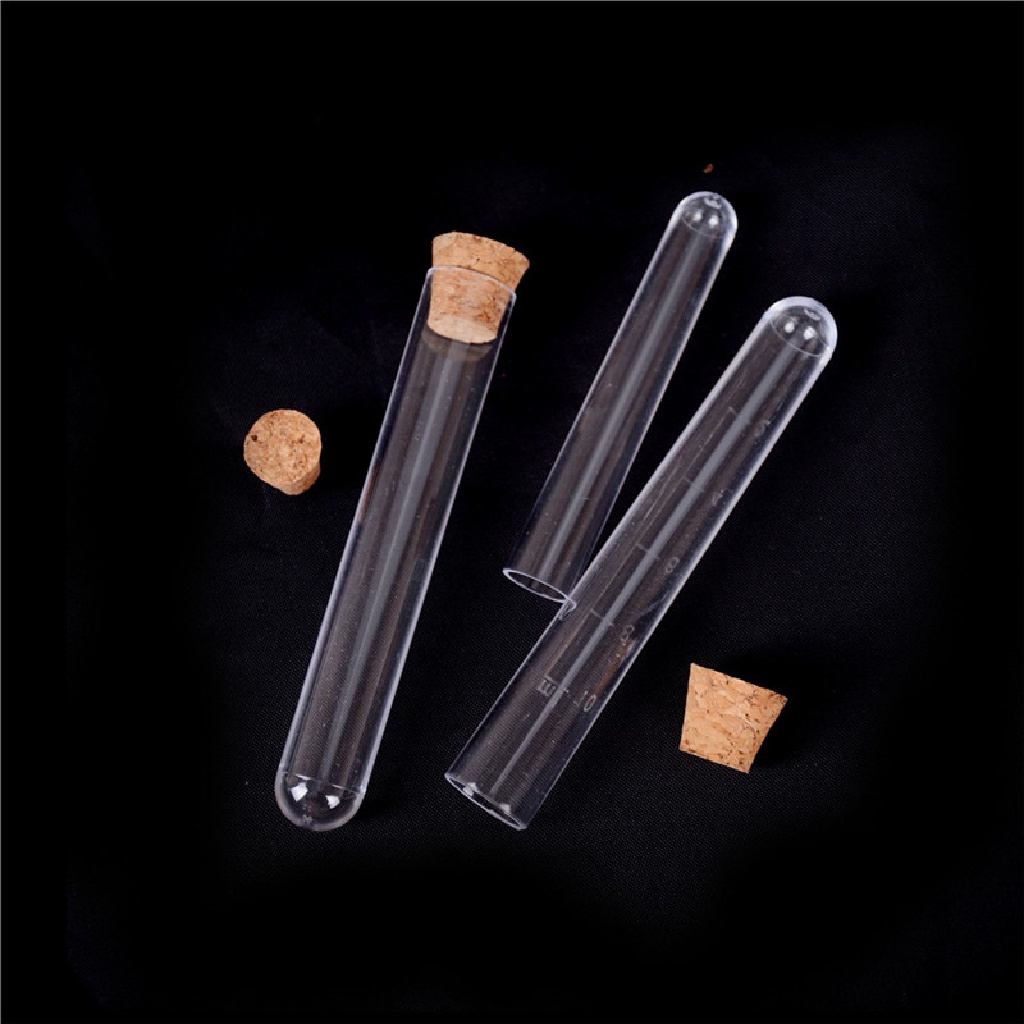 Set 10 Ống Nghiệm Trong Suốt Bằng Nhựa Kèm Nút Bần Cho Phòng Thí Nghiệm Khoa Học Đám Cưới vn