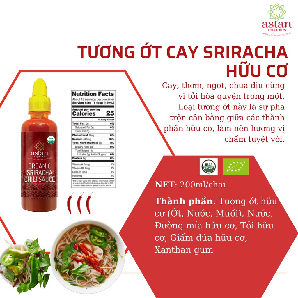 Tương ớt cay Sriracha hữu cơ  (LumLum - Asian Organics)