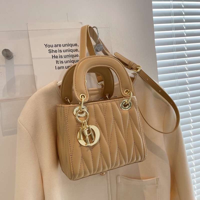 Túi Đeo Vai Hình Vuông Họa Tiết Vân Kim Cương Phong Cách Hàn Quốc Cho Nữ