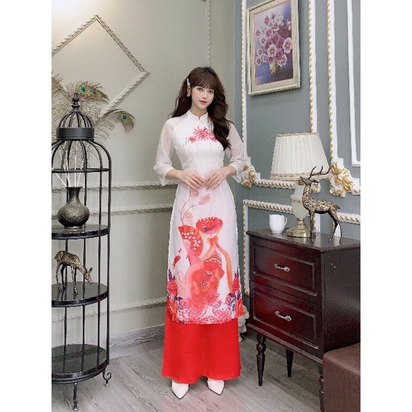 Sét áo dài mẹ bé đẹp chất cao cấp chất tơ óng mềm  .( HÀNG THIẾT KẾ)