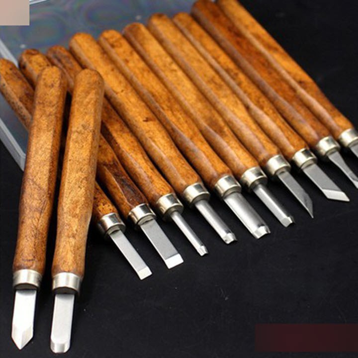 Bộ dao khắc đục tiện gỗ 12 món cao cấp V2