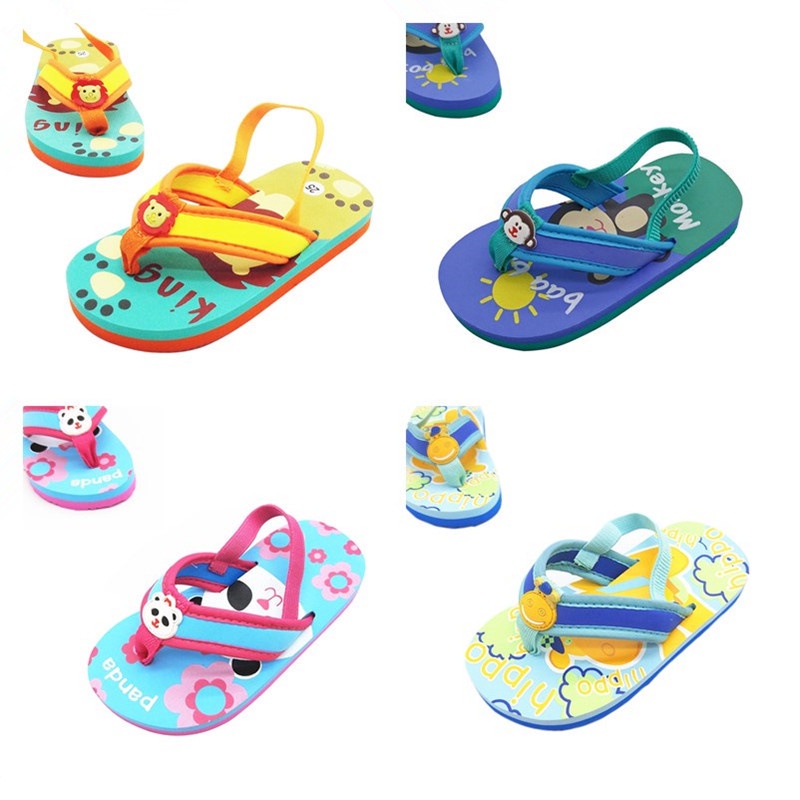 SANITKUN Dép xỏ ngón có quai hậu họa tiết hoạt hình thời trang đi biển mùa hè mới dành cho bé trai và bé gái