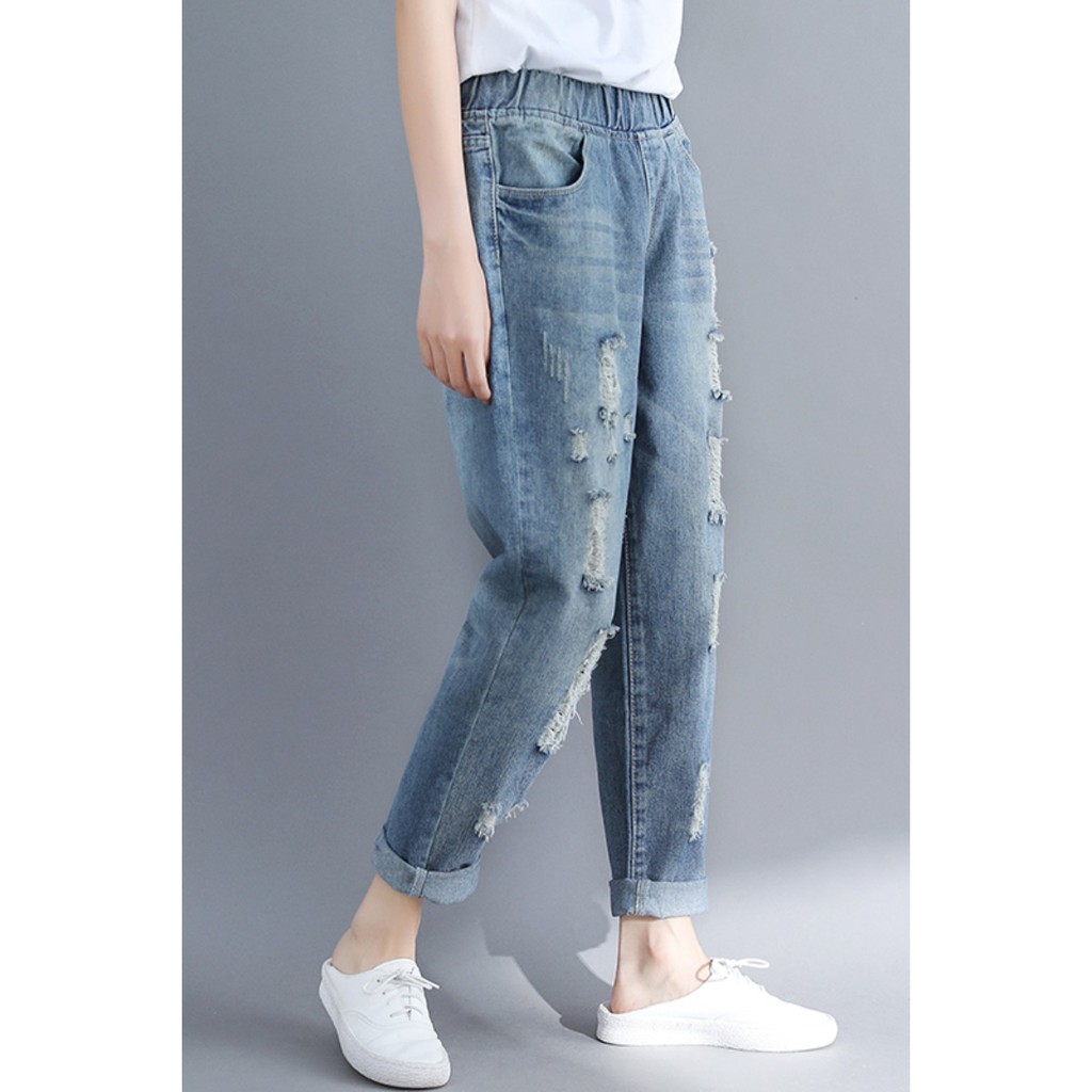B111 Quần bò bigsize mài rách thời trang