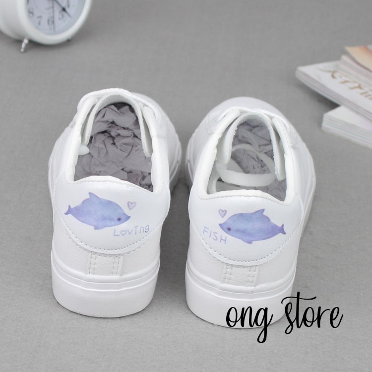 Giày thể thao giày sneaker nữ in hình cá