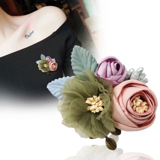 Cài áo Hoa Trà bằng vải lụa handmade - mã 81