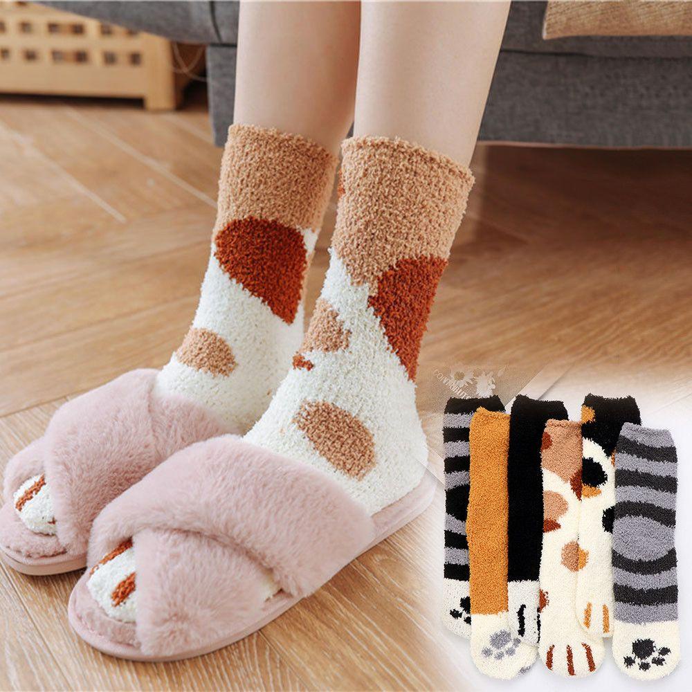 KENT1 Vớ Ngủ Vải Nhung San Hô Mềm Mại Dày Dặn