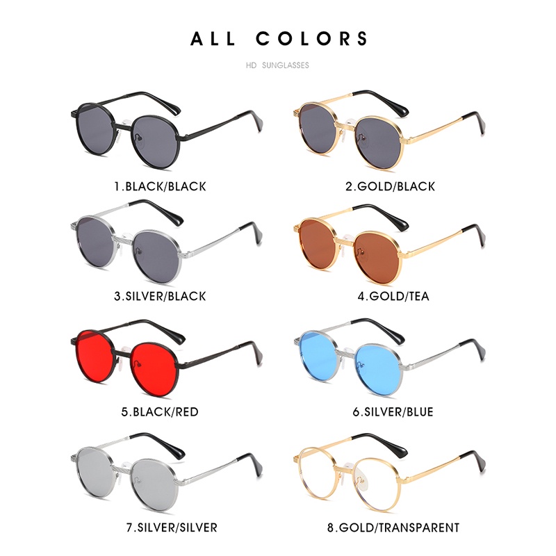 Kính Mát Gọng Tròn Kim Loại Chống Tia UV RZ1284 Thời Trang Cho Nam Và Nữ