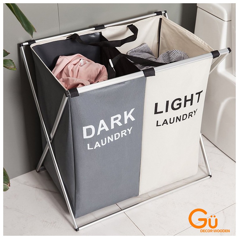 Giỏ đựng quần áo, giỏ đựng đồ GU DECOR, Thiết kế khung nhôm chống nước có chia ngăn