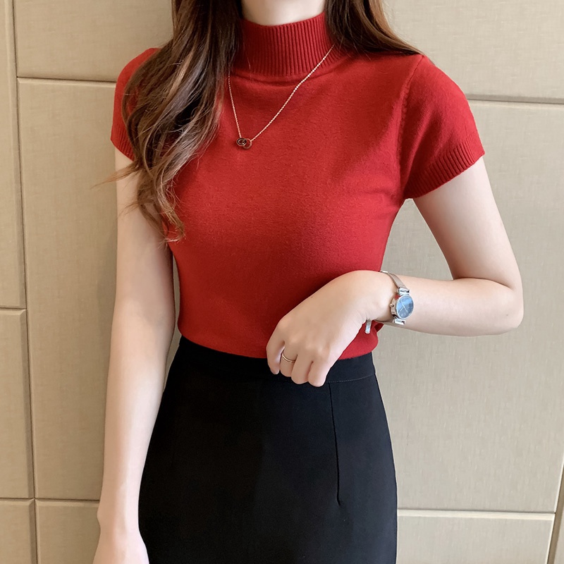 Áo Sweater Mỏng Tay Ngắn Cổ Cao Thời Trang Mùa Hè 2020 Dành Cho Nữ | BigBuy360 - bigbuy360.vn