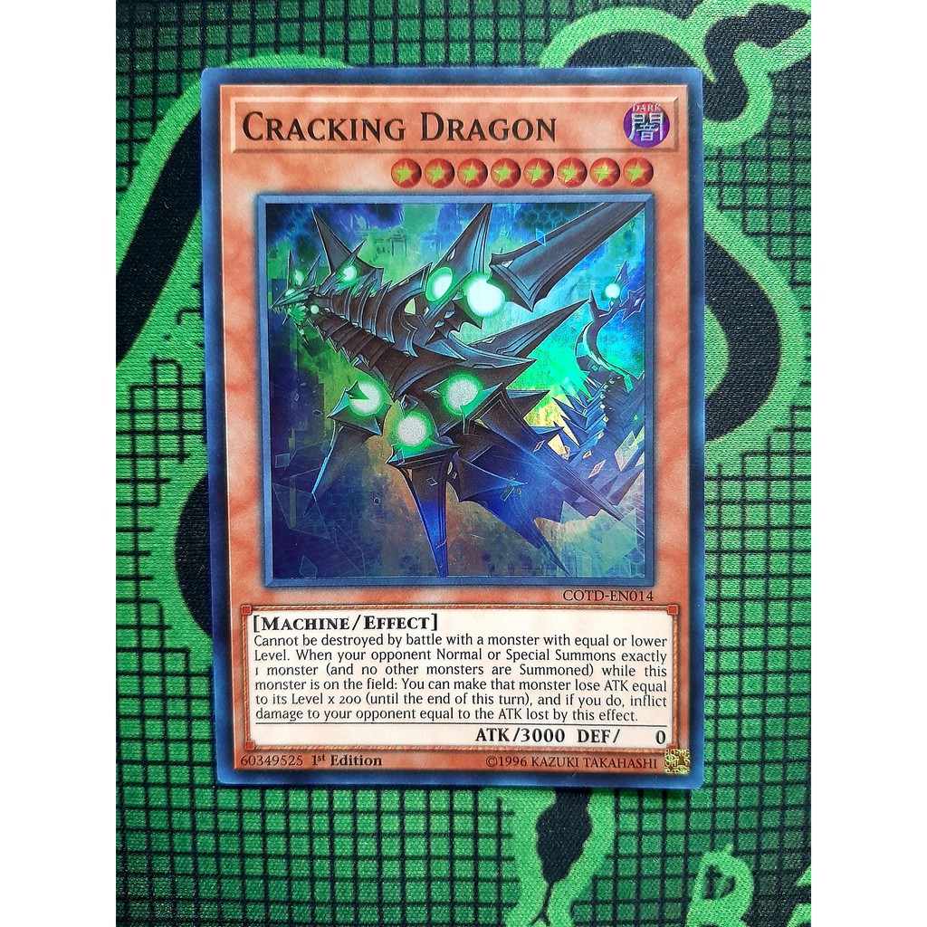 THẺ BÀI YUGIOH NEAR MINT -Cracking Dragon - COTD-EN014 - Super Rare 1st Edition