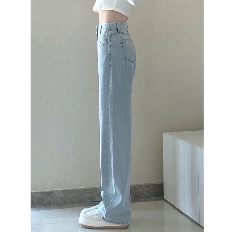 Quần jean nữ ống rộng lưng cao phong cách Ulzzang đơn giản nhưng cá tính