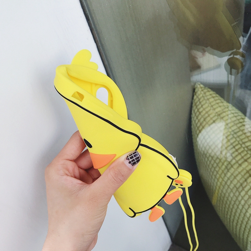 Ốp điện thoại bằng silicon mềm hình vịt kèm dây đeo cho Xiaomi Mi 8.8 SE 8 Lite A2.6X Redmi Note 5.5 Pro